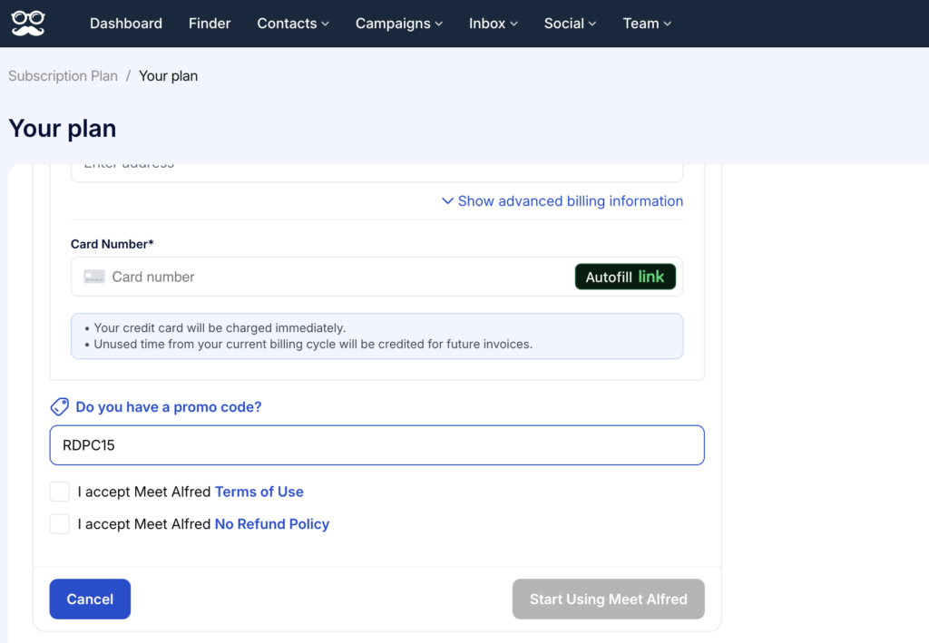 meet alfred working coupons
